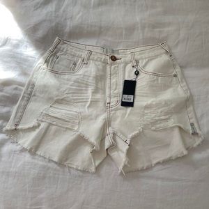 ONE TEASPOON White Beau Trucker Shorts